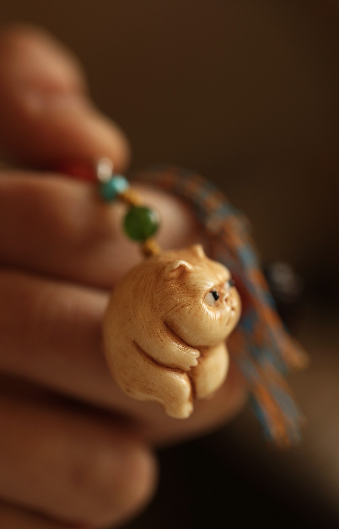 鹿角根付|吾皇猫 挂件 24*24*25mm 
