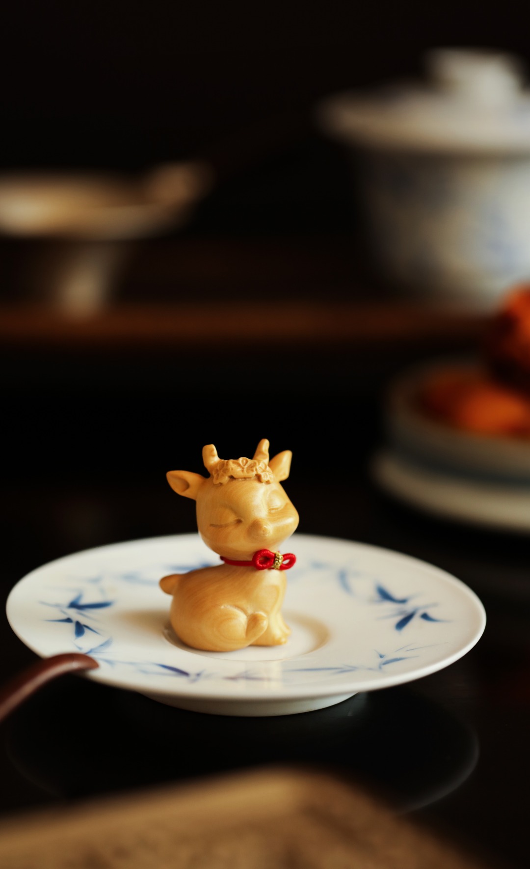 黄杨木/紫光檀 | 小福鹿 3.2*2.7*4.8cm 重13g