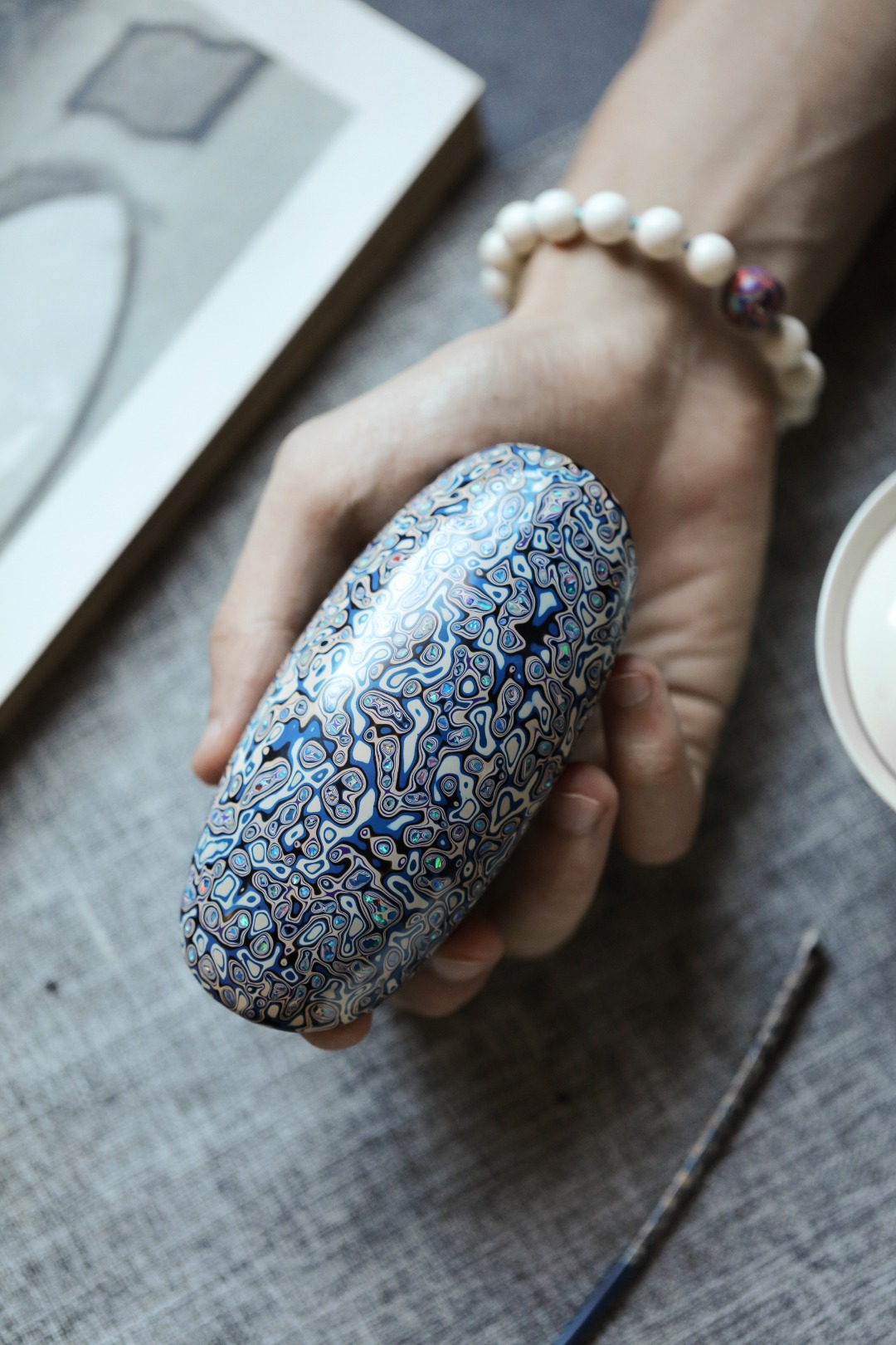 大漆X螺钿【群青蓝】 茶则 茶则：12.8*5.7*2.8cm

茶勺：长18cm 
