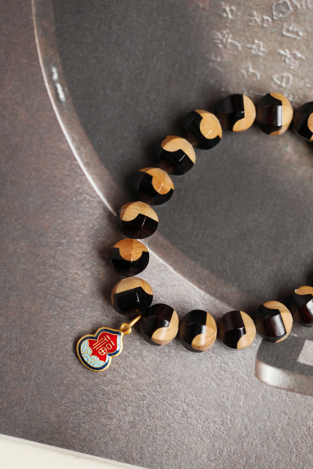 紫光檀嵌黄杨木 原创 【锦溶】12mm 18颗
