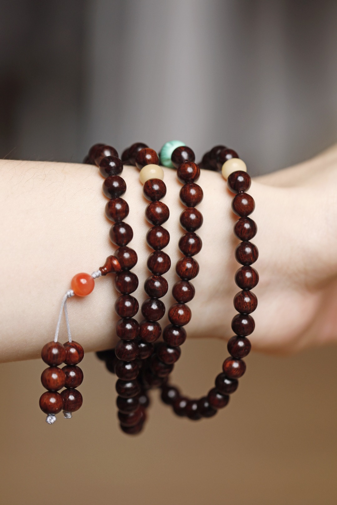 5959 海黄顺利油梨0.8x108颗老料手串 重约37.9g