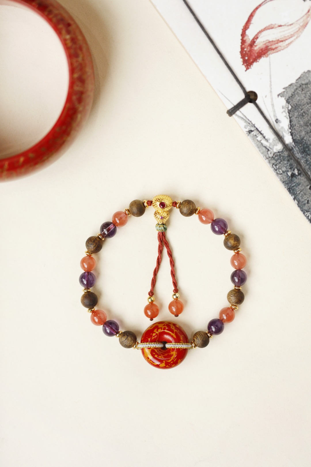 绿棋楠【昕福】单圈设计 6mm 多宝珠 
