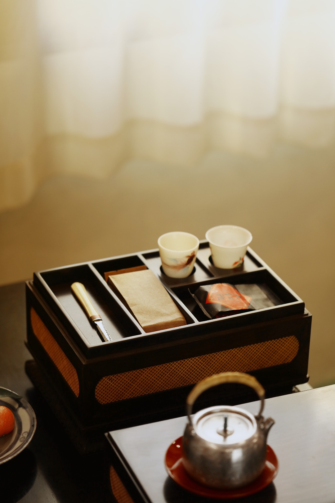 紫光檀x黄杨木 | 茶道盒 ​30*20.2*22.3cm 重3420g