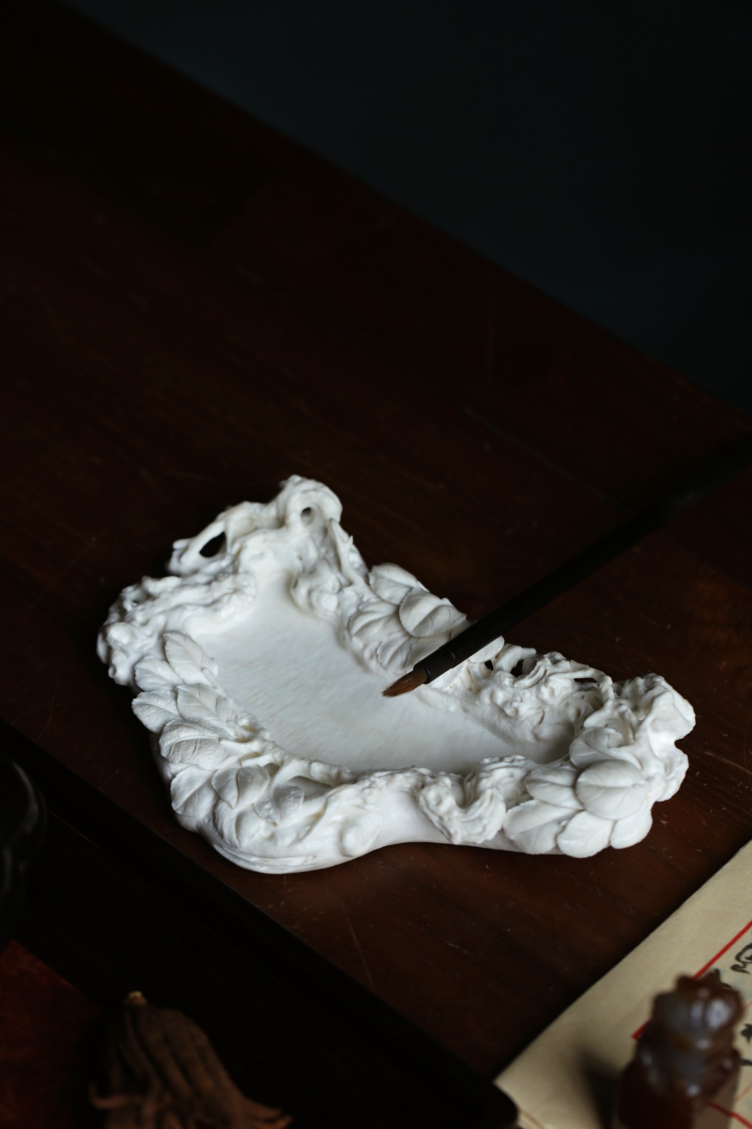 鹿角 笔洗 20*12.3*2.4cm 重474g