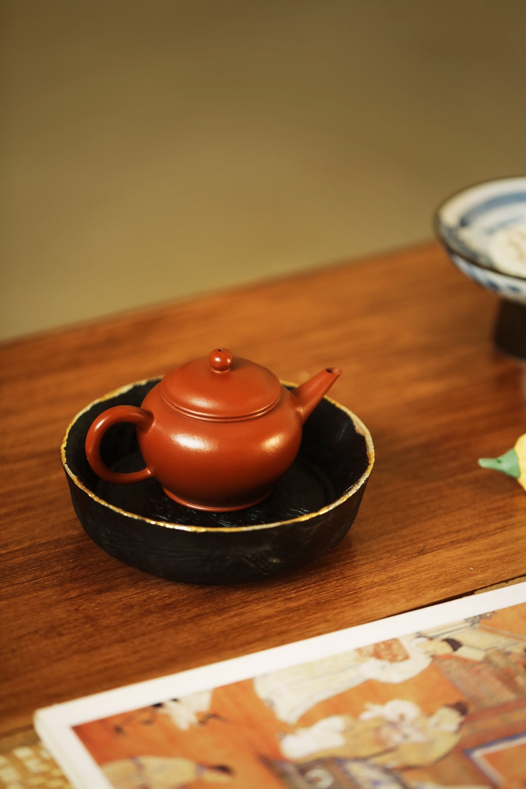 香樟木 壶承/果盘 直径13.6cm 高3.8cm 
