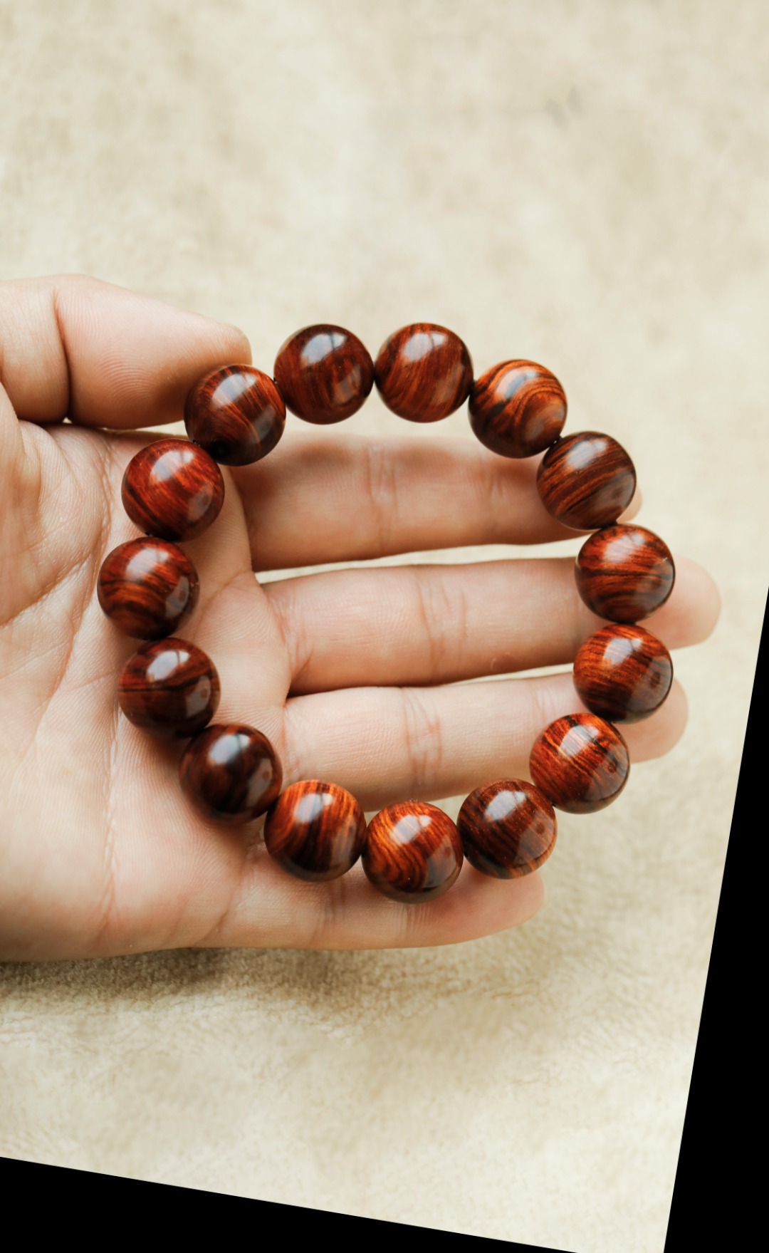 6170海黄油梨老料1.5虎皮纹手串 料质细腻润泽 香味浓郁 重28.5g 