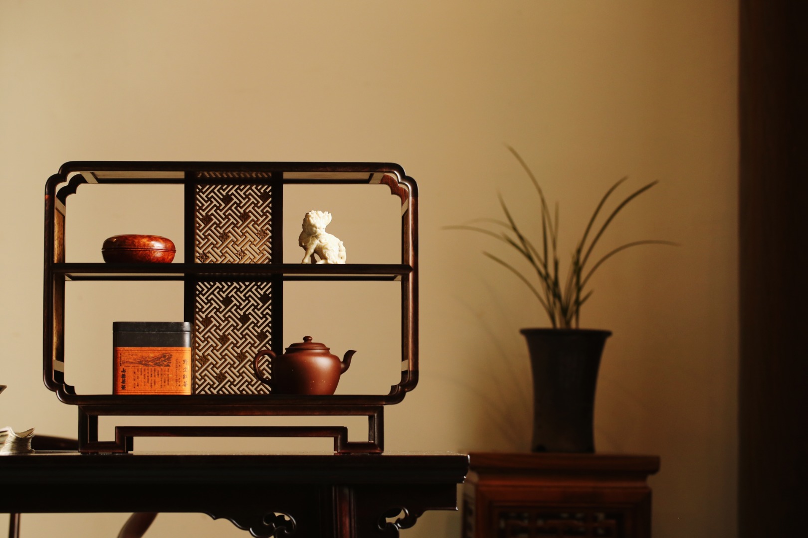 大红酸枝x楠木【景轩】茶架 43*15*34cm 重2115g
