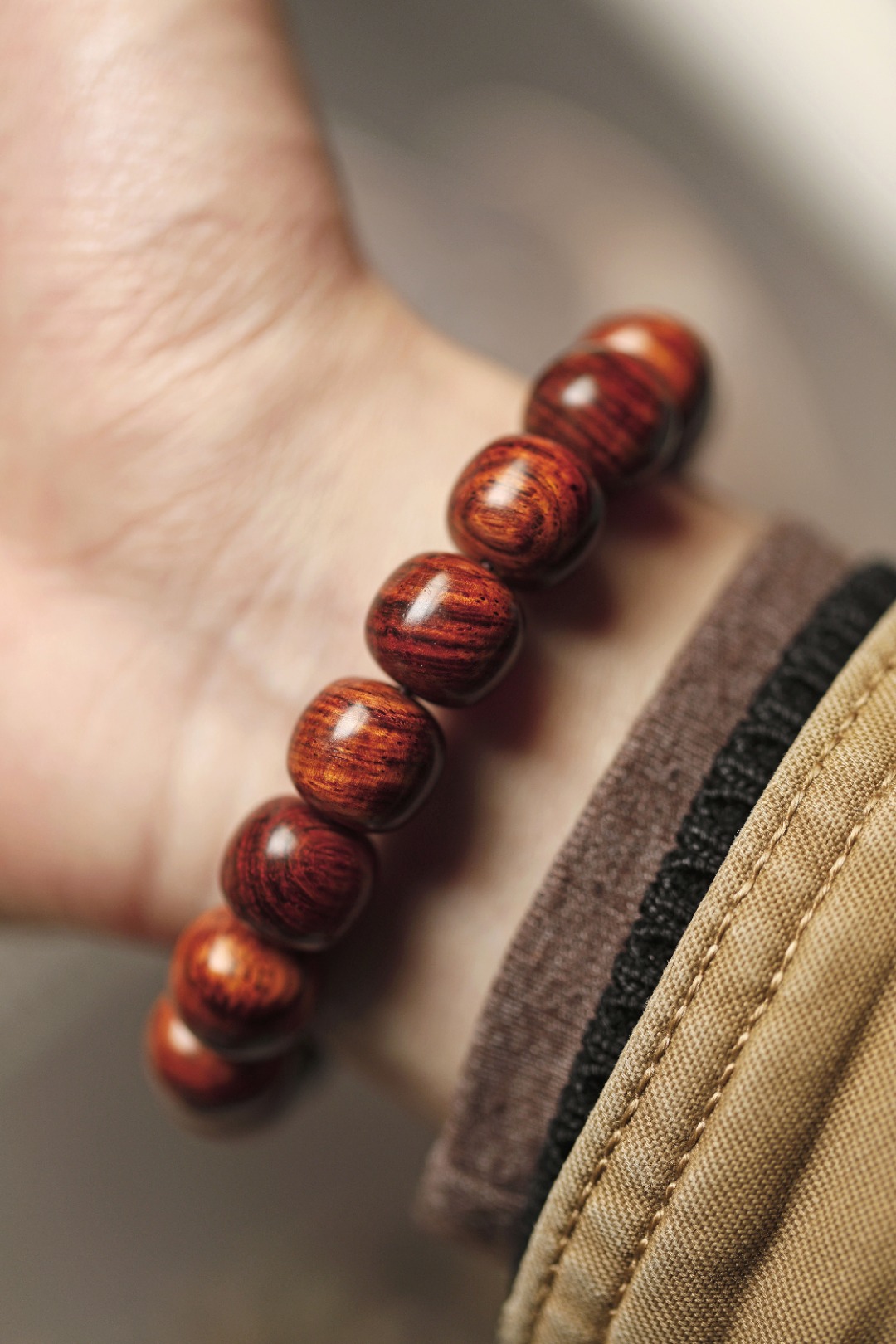 6287 海黄 油梨12x13mm 桶珠 虎皮纹 约19g