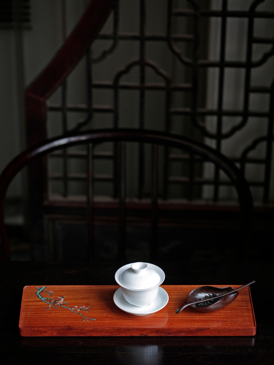 寒雀图 缅花 干泡台 46*14.6*2cm   重1130g
