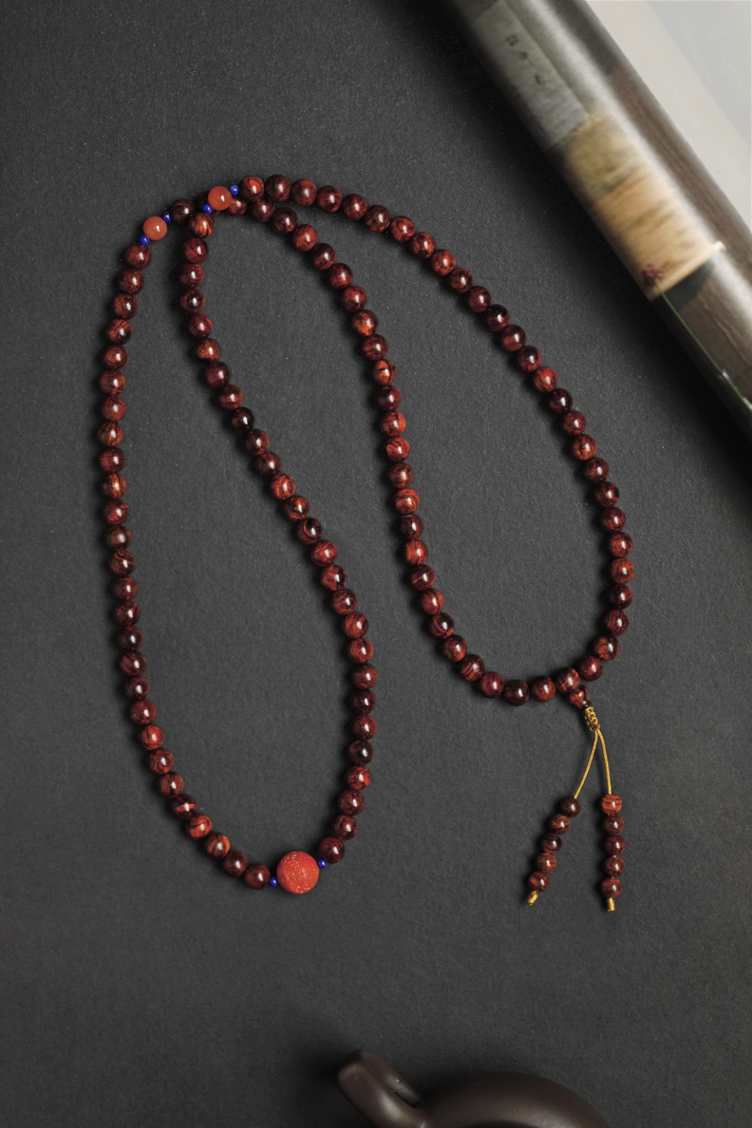 6269 正宗 海南黄花梨 0.8x108颗 水波纹留疤 难得品相 约32g 