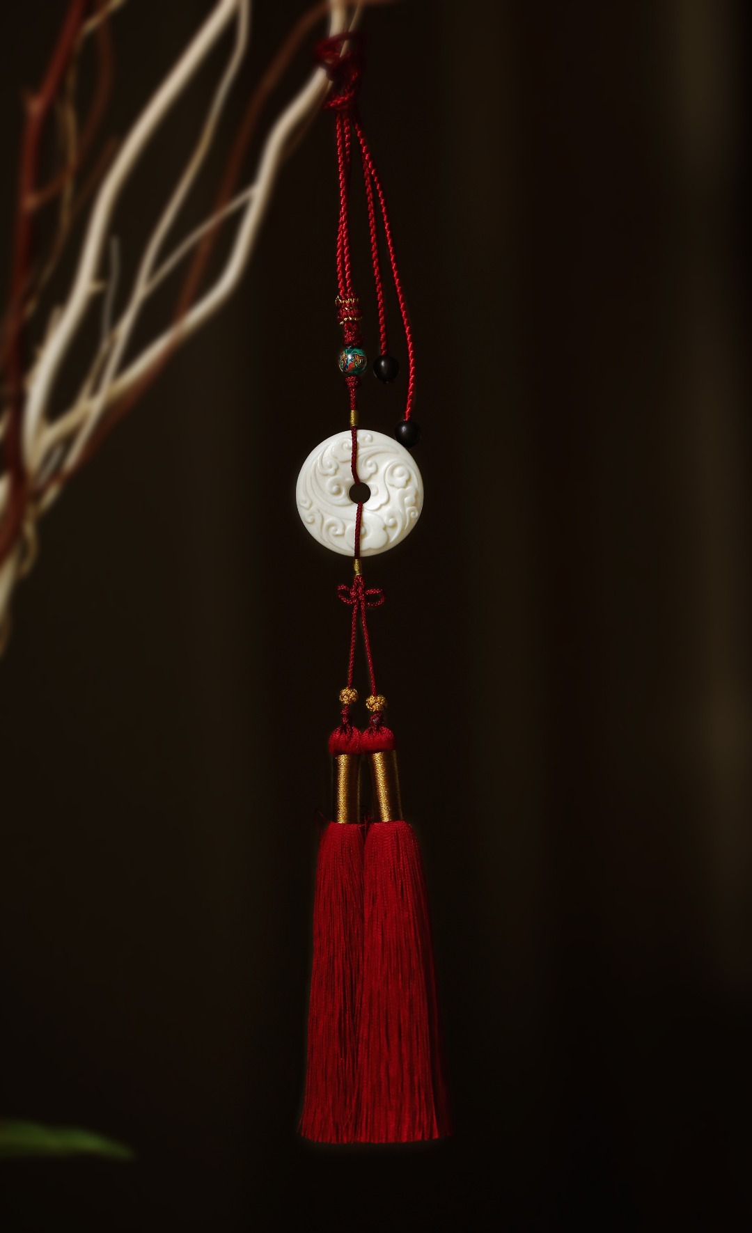 鹿角【祥云· 平安扣】挂件 3.7*0.8cm 全长46cm
