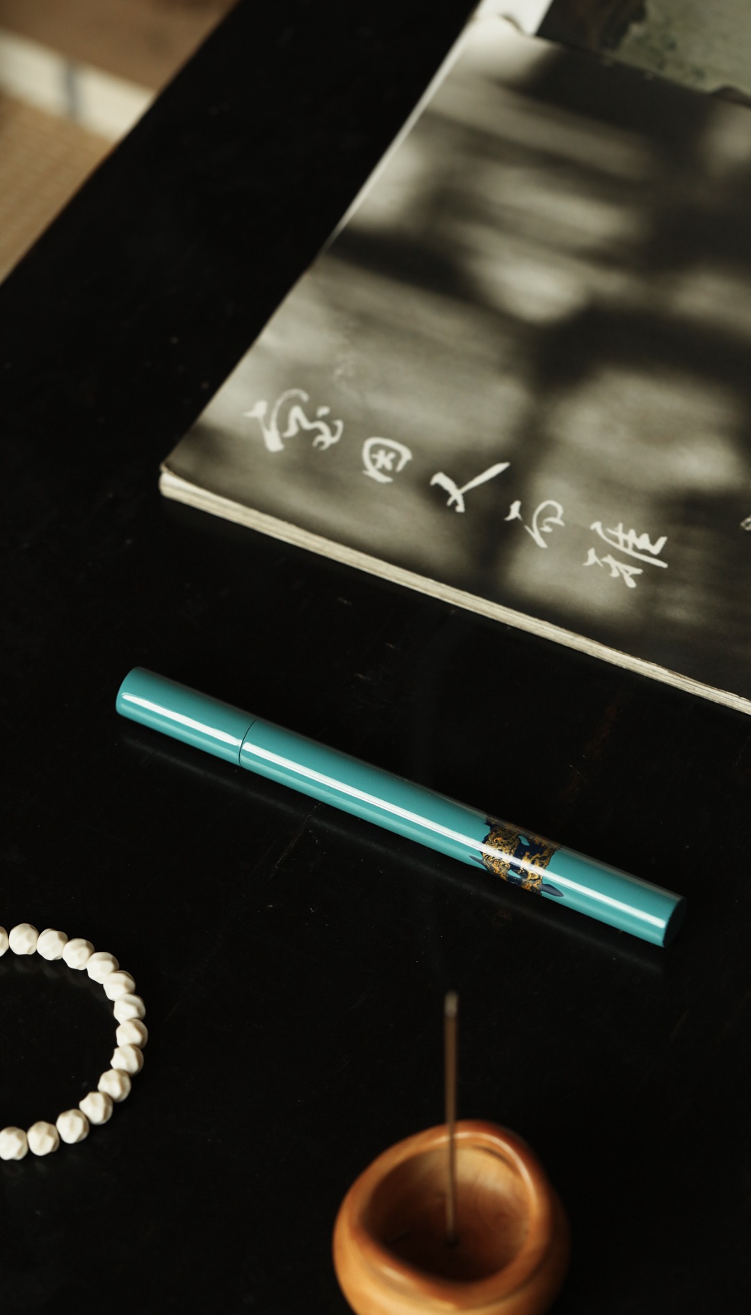 大漆【湖水蓝】香筒 直径1.5cm  长17cm
