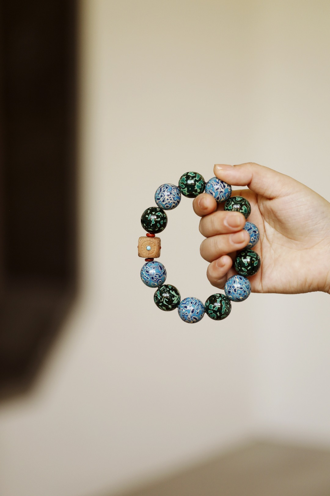 大漆【婉霜】1.8手串 
