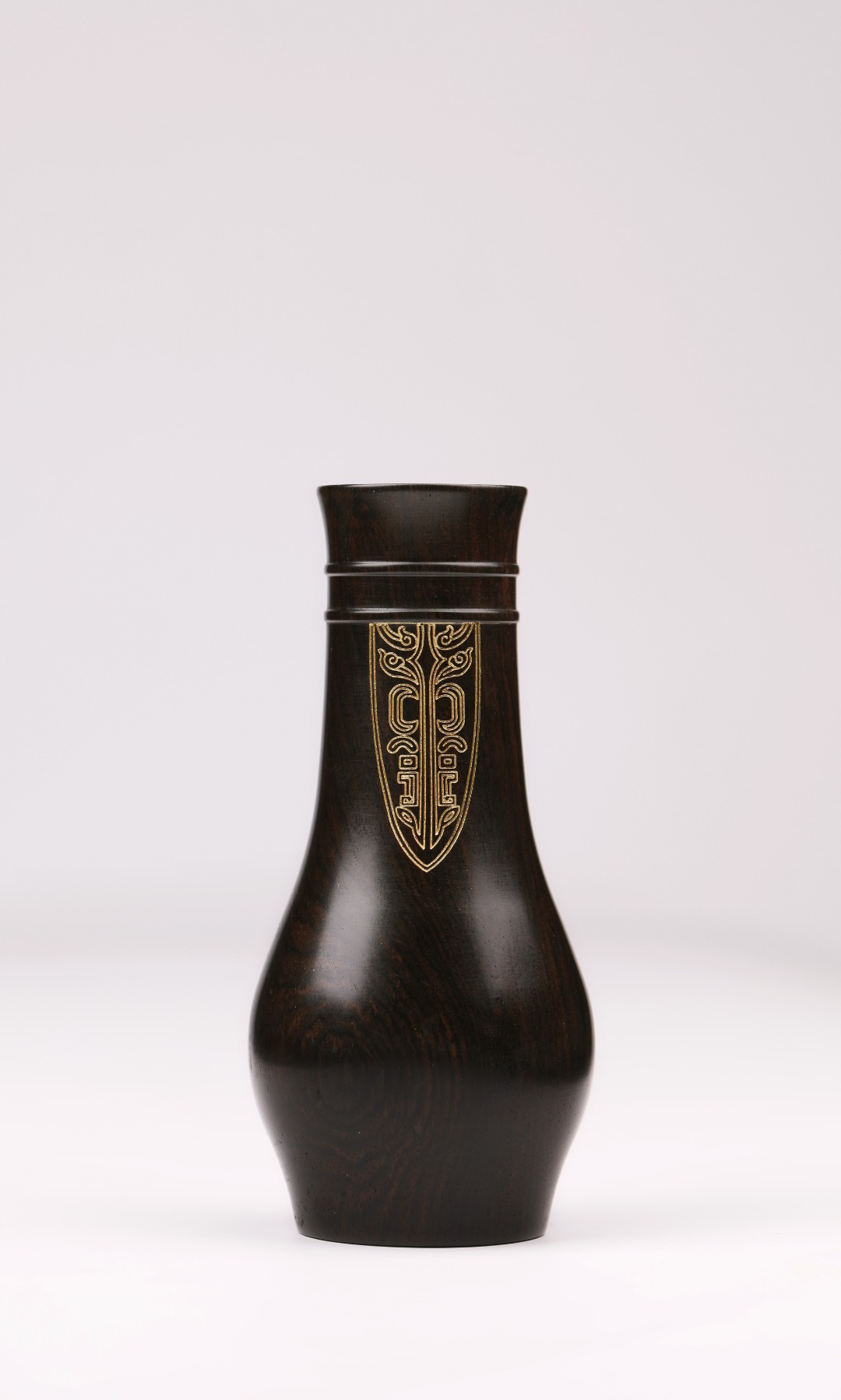 紫光檀 | 金漆 花器 直径6cm 高14cm  重255g
