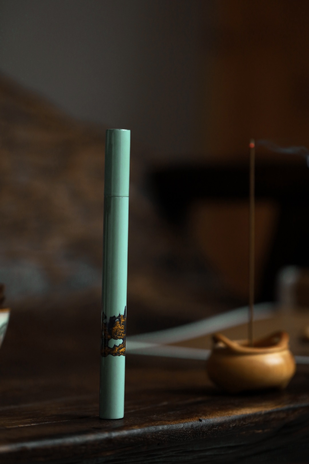 大漆【海天蓝】香筒 直径1.5cm  长17cm
