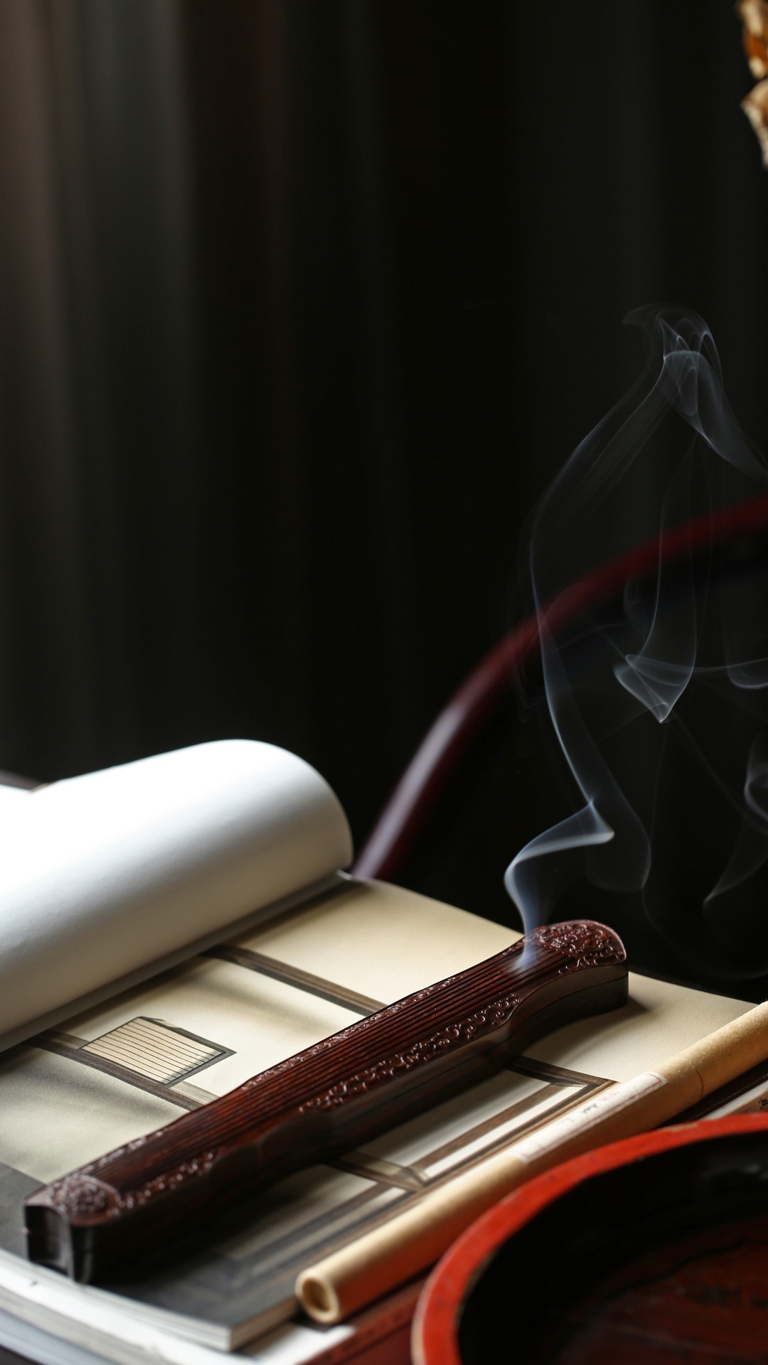 大红酸枝 古琴·线香盒 25.5*4*2cm 重120g