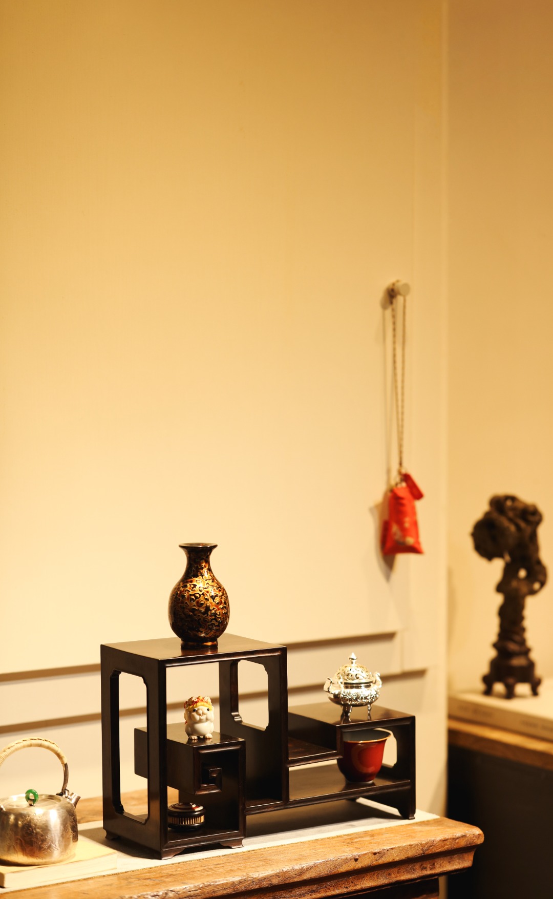 紫光檀 | 回字纹博古架 31*12*19.8cm 重1495g


