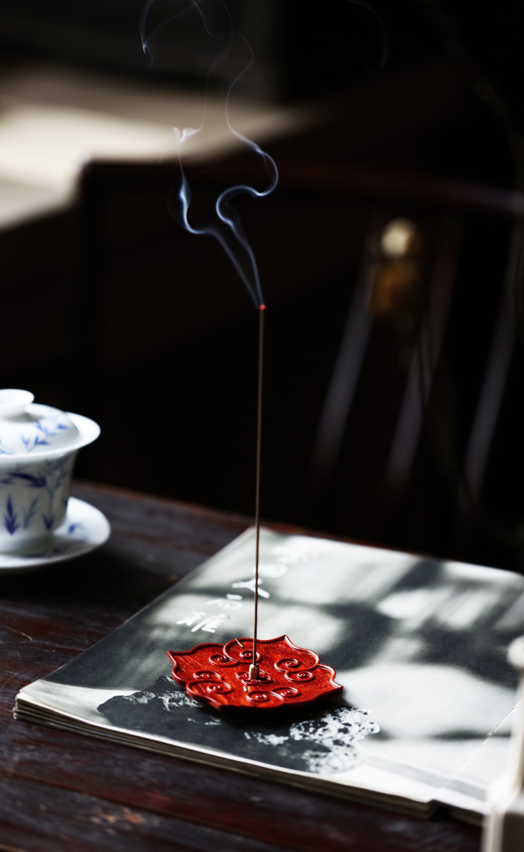 小叶紫檀【莲花】香插 7.4*7.4*1.2cm 